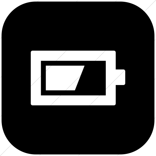 Flat Rounded Square White On Black Foundation Battery