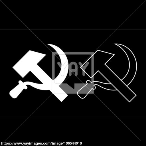 Hammer And Sickle Icon Set White Color Illustration Flat Style