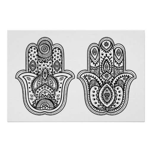 Hand Plockade Hamsa Med Prydnadar Poster