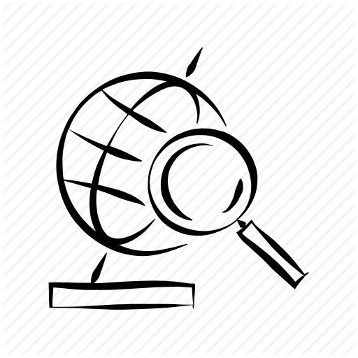 Global, Hand Drawn, Maggnifying Glass, Research, Search Icon