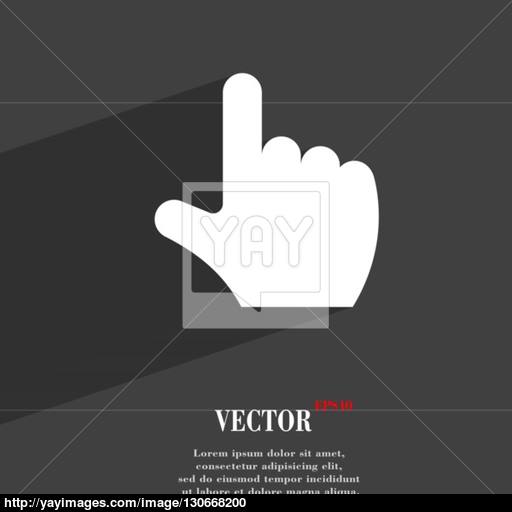 Pointing Hand Icon Symbol Flat Modern Web Design With Long Shadow