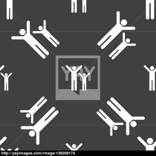 Happy Family Icon Sign Seamless Pattern On A Gray Background