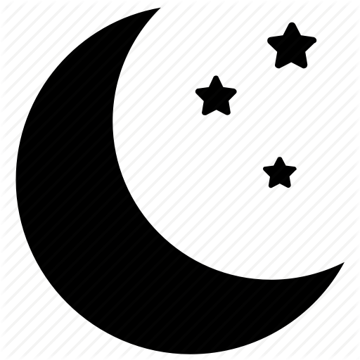 Crescent, Half Moon, Moon, Night, Stars Icon