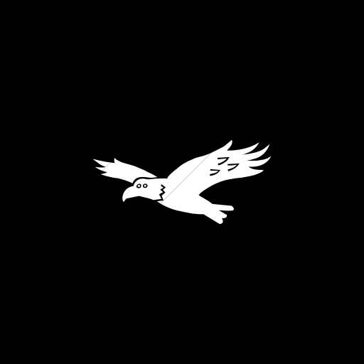 Flat Square White On Black Animals Hawk Icon
