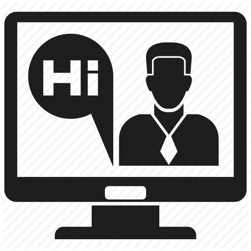Business Man, Chat, Communicate, Computer, Online Meeting Icon