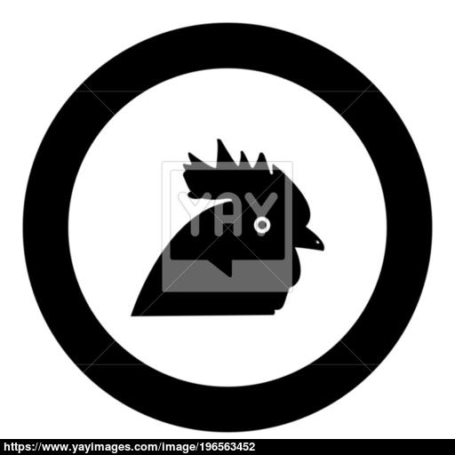 Rooster Head Icon Black Color In Circle Vector