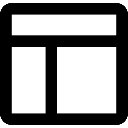 Square Symbol With Header, Left Column And Body Spaces Icons