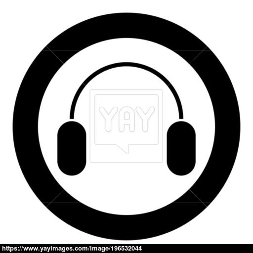 Headphone Icon Black Color In Circle Or Round Vector
