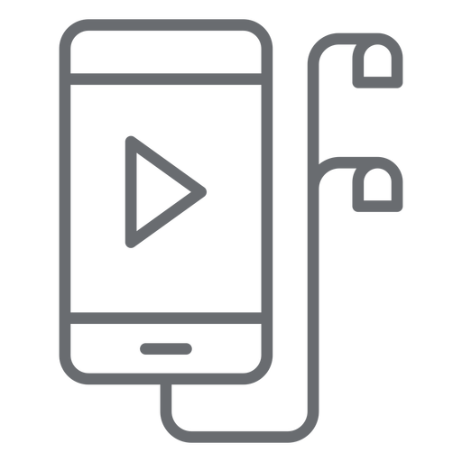 Smartphone With Earphones Stroke Icon