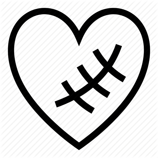 Healing, Heart, Love, Repaired Heart, Sewing Heart Icon