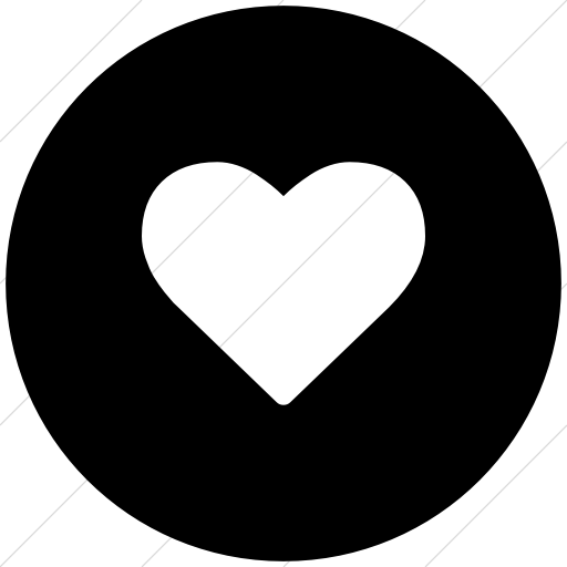 Flat Circle White On Black Bootstrap Font Awesome Heart