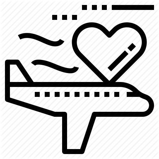 Airplane, Flight, Fly, Heart, Love, Travel Icon