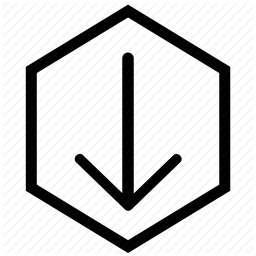 Arrow, Down, Download, Hex Icon