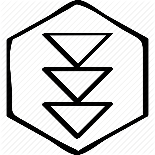 Arrows, Down, Hex Icon