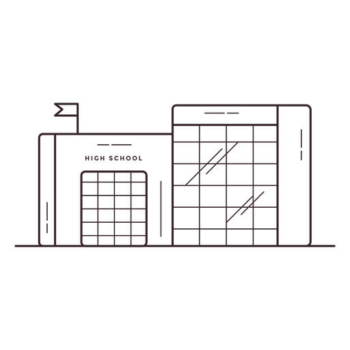 High School Building Stroke Icon