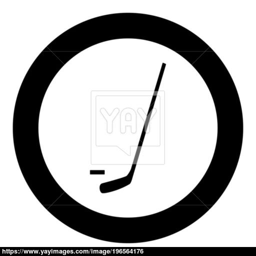 Hockey Sticks And Puck Icon Black Color In Circle Vector