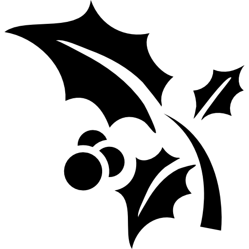 Holly Xmas Symbol Of Branch With Leaves And Fruits Icons Free