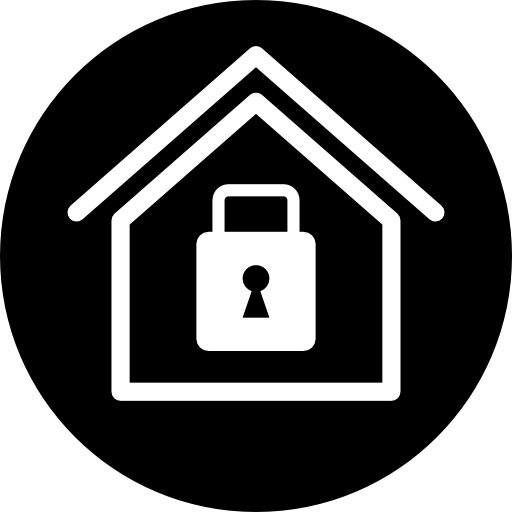 Home Security Symbol Of A House With A Locked Padlock Inside