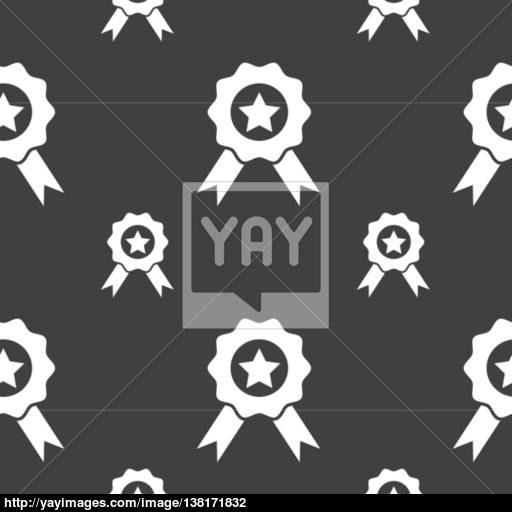Award, Medal Of Honor Icon Sign Seamless Pattern On A Gray