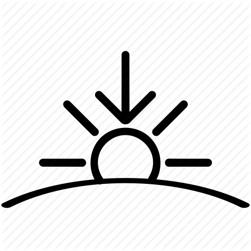 Down, Download, Horizon, Sun, Sunset Icon