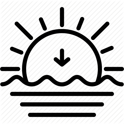 Down, Evening, Horizon, Sun, Sunset Icon