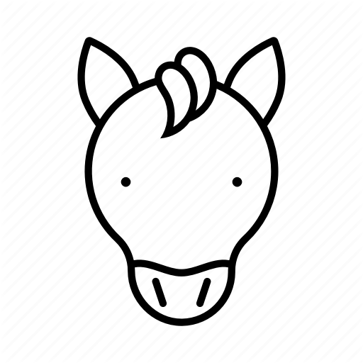 Animal, Cartoon, Face, Head, Horse Icon