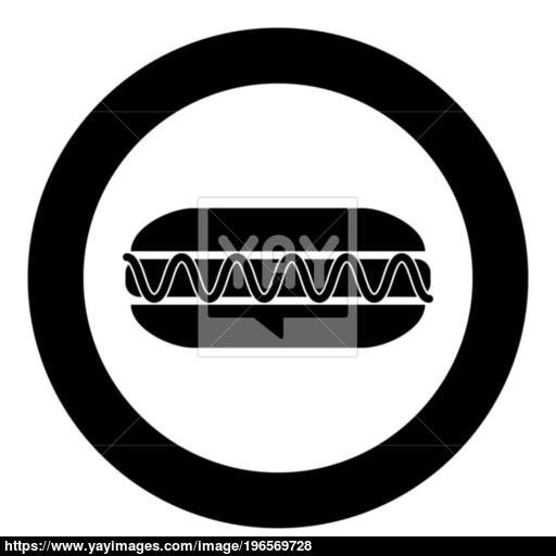 Hot Dog Icon Black Color In Circle Vector
