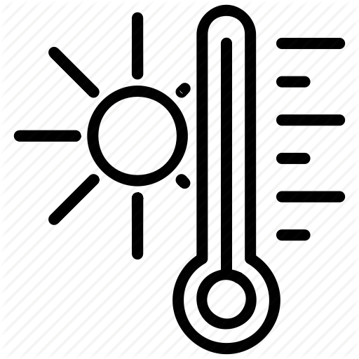 High Temperature, Hot, Sun, Sunny, Thermometer, Weather Icon