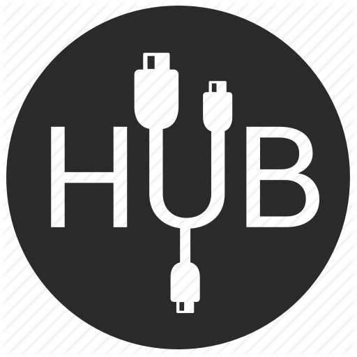 Cable, Hub, Label, Round Icon