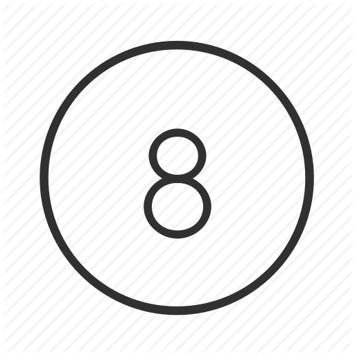 Billiards, Eight, Eight Ball, Eight Button, Eight Icon, Number