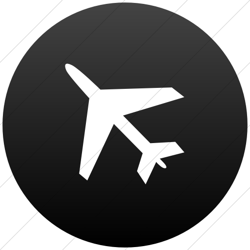 Flat Circle White On Black Gradient Classica Airplane