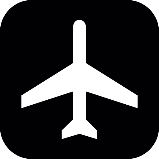 Airplane, Silhouette, On, Square, Background Icon Free