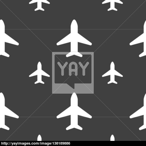 Airplane, Plane, Travel, Flight Icon Sign Seamless Pattern