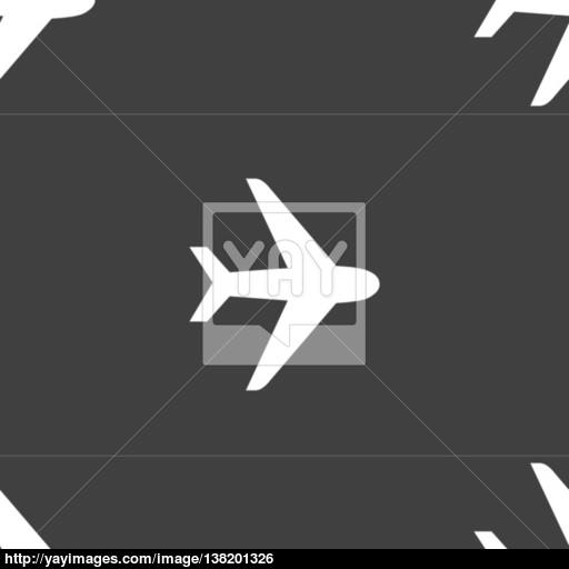 Plane Icon Sign Seamless Pattern On A Gray Background Vector