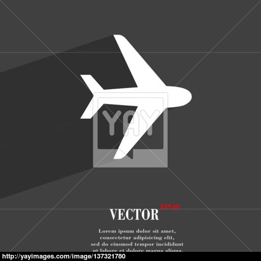 Plane Icon Symbol Flat Modern Web Design With Long Shadow