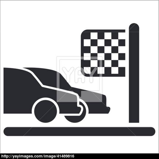 Vector Illustration Of Single Race Car Arrival Icon Vector