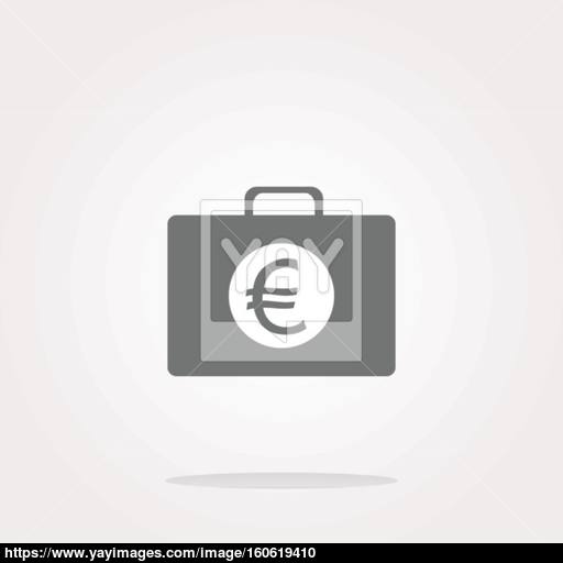 Vector Euro Case Button, Financial Icon Isolated On White