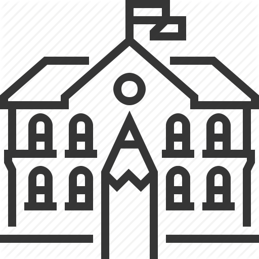 Building, Collage, Education, Pencil, School, Student, University Icon