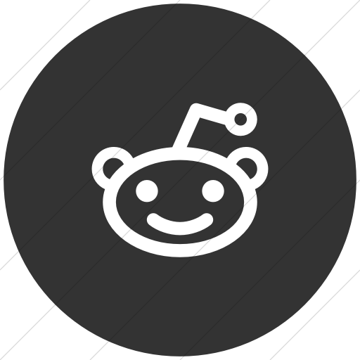 Flat Circle White On Dark Gray Social Media Reddit Icon