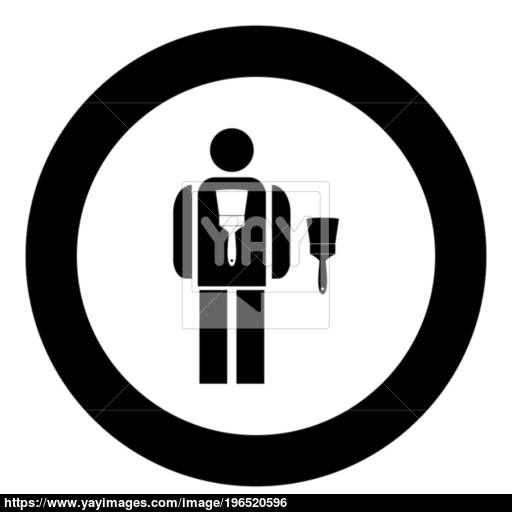 Painting Master Icon Black Color In Circle Vector