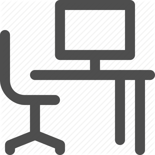 Chair, Computer, Desk, Office, Study, Table, Work Icon