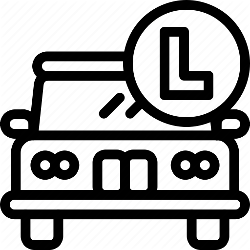 Car, Driving, L Plate, School Icon