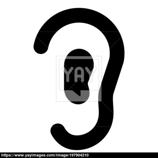 Ear Icon Black Color Illustration Flat Style Simple Image Vector