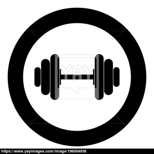Dumbbell The Black Color Icon In Circle Or Round Vector