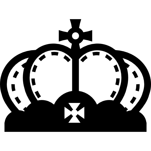 Royal Rounded Crown With Cross And Studs Icons Free Download