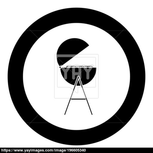 Barbecue Or Grill Black Icon In Circle Vector Illustration
