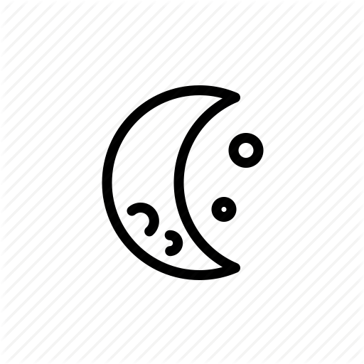 Crescent Moon, Half Moon, Moon, Night, Space Icon