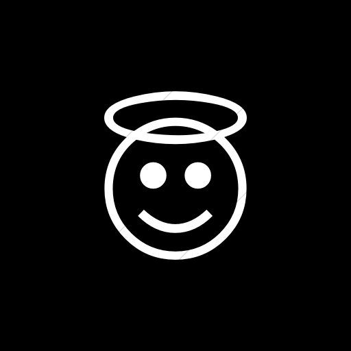 Flat Square White On Black Classic Emoticons Smiling