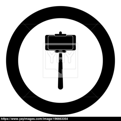 Stick Holder For Selfie Black Icon In Circle Vector