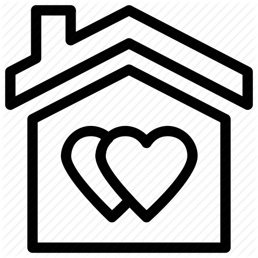 Happy Home, Heart Sign, House, Love Home Icon, Happy Family Icon